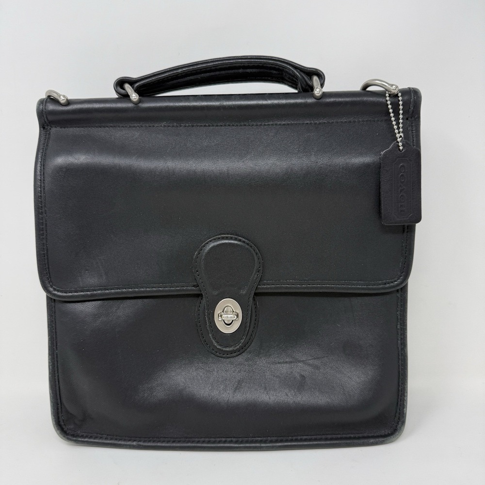 Coach Black Leather Satchel Top Handle Bag
